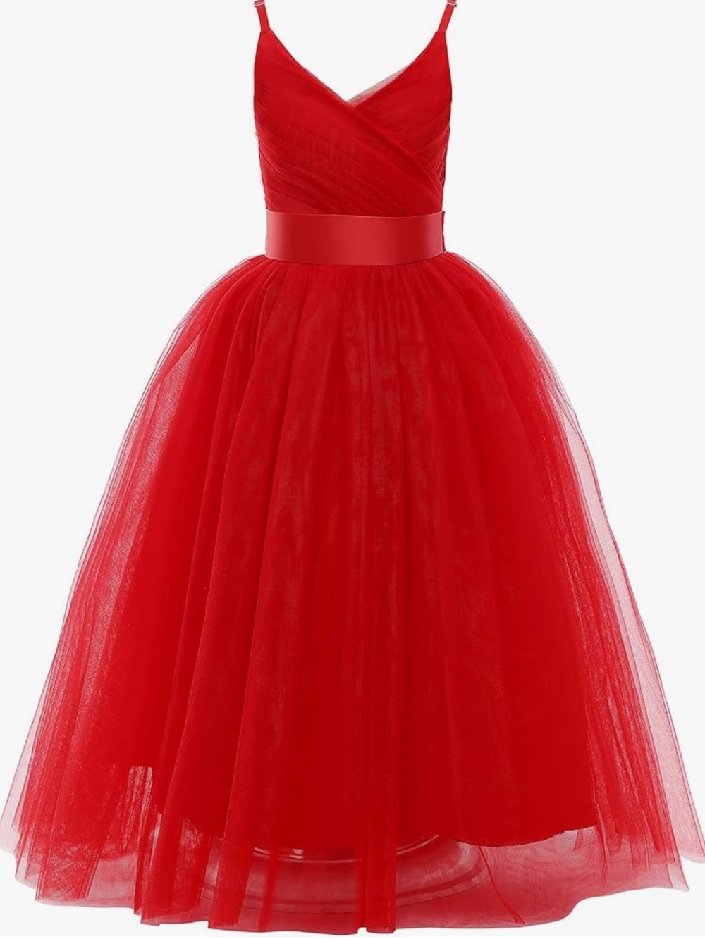 Girls Red Tulle Ball Gown Dress